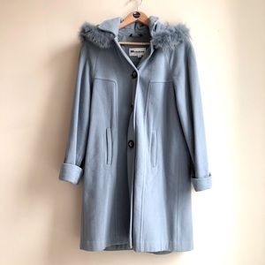 Vintage 1970s baby blue wool coat made in Hungary size M